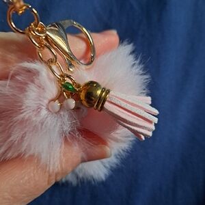 Elegant Pink and Gold Keychain Accessory
